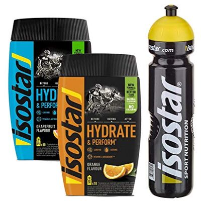 Isostar Hydrate & Perform Pamplemousse Orange Poudre Pack de 2 + bouteille originale de 1000ml - Publicité Isostar Hydrate & Perform Pamplemousse Orange Poudre Pack de 2 + bouteille originale de 1000ml - Publicité
