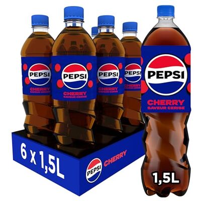 Pepsi Soda au Cola Classique Saveur Cerise 1,5L Lot de 6 - Publicité Pepsi Soda au Cola Classique Saveur Cerise 1,5L Lot de 6 - Publicité