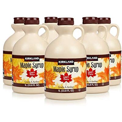 KIRKLAND Sirop d'érable, 100% pur et naturel, grade A, goût 1L (boîte de 6) - Publicité KIRKLAND Sirop d'érable, 100% pur et naturel, grade A, goût 1L (boîte de 6) - Publicité