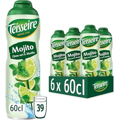 Teisseire Sirop Mojito pour Boisson Rafraîchissante, Cocktails, Bidon Recyclable 6x60cl - Publicité Teisseire Sirop Mojito pour Boisson Rafraîchissante, Cocktails, Bidon Recyclable 6x60cl - Publicité