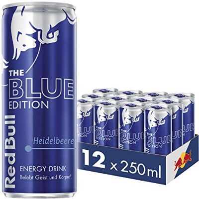 Red Bull Energy Drink Blue Edition avec goût aux myrtilles, 12, jetables (de 12 x 250 ml) - Publicité Red Bull Energy Drink Blue Edition avec goût aux myrtilles, 12, jetables (de 12 x 250 ml) - Publicité