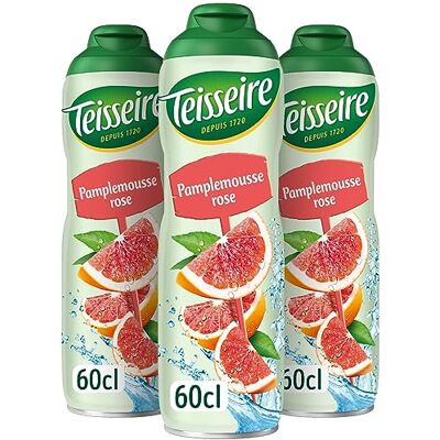 Teisseire Sirop de Pamplemousse Rose pour Boisson Rafraîchissante, Cocktails, Bidon Recyclable 3x60cl - Publicité Teisseire Sirop de Pamplemousse Rose pour Boisson Rafraîchissante, Cocktails, Bidon Recyclable 3x60cl - Publicité