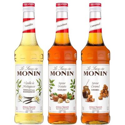 Monin Assortiment Sirop de Vanille de Madagascar, Caramel, Noisette Pour Café, Chocolat Chaud, Capuccino ou Latte Arômes Naturels Bouteille en Verre 3 x 70 cl - Publicité Monin Assortiment Sirop de Vanille de Madagascar, Caramel, Noisette Pour Café, Chocolat Chaud, Capuccino ou Latte Arômes Naturels Bouteille en Verre 3 x 70 cl - Publicité
