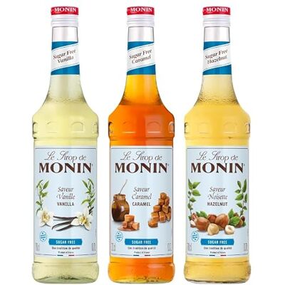 Monin Assortiment de Sans Sucre Saveur Vanille, Caramel et Noisette Pour Café, Chocolat Chaud, Capuccino ou Latte Arômes Naturels Bouteille en Verre 3 * 70 cl - Publicité Monin Assortiment de Sans Sucre Saveur Vanille, Caramel et Noisette Pour Café, Chocolat Chaud, Capuccino ou Latte Arômes Naturels Bouteille en Verre 3 * 70 cl - Publicité