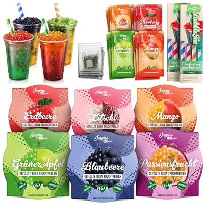 The Inspire Food Company INSPIRE FOOD Kit Bubble Tea Complet 6x Perles & 4x Sirop - Publicité The Inspire Food Company INSPIRE FOOD Kit Bubble Tea Complet 6x Perles & 4x Sirop - Publicité