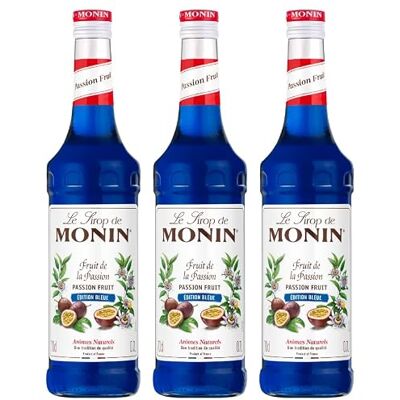 Monin lot de 3 bouteilles Sirop de Passion édition Bleu Pour Cocktail, Thé Glacé, Limonade Arômes Naturels Bouteille en Verre 3 * 70 cl - Publicité Monin lot de 3 bouteilles Sirop de Passion édition Bleu Pour Cocktail, Thé Glacé, Limonade Arômes Naturels Bouteille en Verre 3 * 70 cl - Publicité
