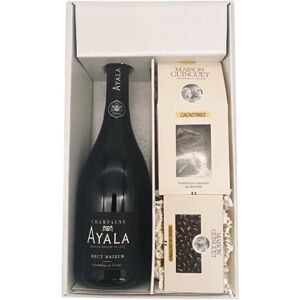 Wine And More Coffret Cadeau blanc Champagne Ayala -1 Brut Cacaotines (1x150g) et Raisins au sauternes (1x100g) MAISON GUINGUET - Publicité Wine And More Coffret Cadeau blanc Champagne Ayala -1 Brut Cacaotines (1x150g) et Raisins au sauternes (1x100g) MAISON GUINGUET - Publicité