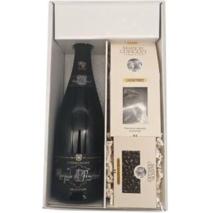 Wine And More Coffret Cadeau blanc Champagne Marquis de Pomereuil -1 Brut Cacaotines (1x150g) et Raisins au sauternes (1x100g) MAISON GUINGUET - Publicité Wine And More Coffret Cadeau blanc Champagne Marquis de Pomereuil -1 Brut Cacaotines (1x150g) et Raisins au sauternes (1x100g) MAISON GUINGUET - Publicité
