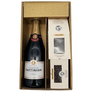 Wine And More Coffret Cadeau Or Champagne Taittinger -1 Brut Cacaotines (1x150g) et Raisins au sauternes (1x100g) MAISON GUINGUET - Publicité Wine And More Coffret Cadeau Or Champagne Taittinger -1 Brut Cacaotines (1x150g) et Raisins au sauternes (1x100g) MAISON GUINGUET - Publicité