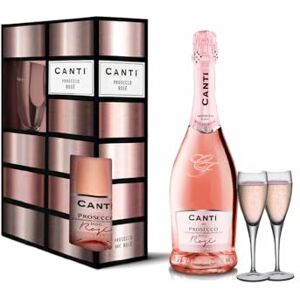 Canti Prosecco D.O.C. Millesimato, Vin Petillant Extra Sec Rose, Coffret Cadeau avec Deux Verres, Élaboré à Partir du Cépage Glera et Pinot Noir de Venise, Goût Frais et Doux, 1x750 ml - Publicité Canti Prosecco D.O.C. Millesimato, Vin Petillant Extra Sec Rose, Coffret Cadeau avec Deux Verres, Élaboré à Partir du Cépage Glera et Pinot Noir de Venise, Goût Frais et Doux, 1x750 ml - Publicité