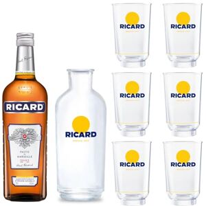 RICARD Pack Pastis de Marseille + 6 verres + Carafe Apéritif anisé 45%, 70cl - Publicité RICARD Pack Pastis de Marseille + 6 verres + Carafe Apéritif anisé 45%, 70cl - Publicité