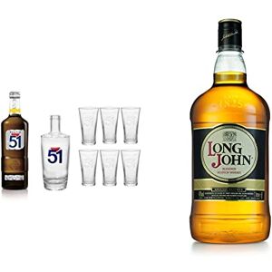 Pastis 51 Pack -70cl 45% + 6 verres + Carafe & Long John Scotch Whisky, 2L - Publicité