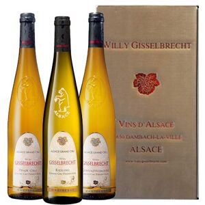 willy Gisselbrecht Coffret Cadeau vin 3 bouteilles Grand cru d'Alsace riesling, Pinot-gris et Gewurztraminer Gisselbrecht bouteillles de 750 ml - Publicité willy Gisselbrecht Coffret Cadeau vin 3 bouteilles Grand cru d'Alsace riesling, Pinot-gris et Gewurztraminer Gisselbrecht bouteillles de 750 ml - Publicité
