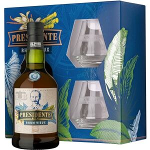 Presidente Coffret Marti Anejo Rhum + 2 verres 40° 70CL - Publicité Presidente Coffret Marti Anejo Rhum + 2 verres 40° 70CL - Publicité