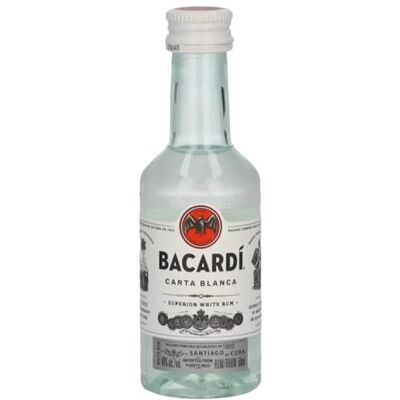 BACARDÍ Bacardi Ron Carta Blanca Superior PET 40% Vol. 0,05l - Publicité BACARDÍ Bacardi Ron Carta Blanca Superior PET 40% Vol. 0,05l - Publicité