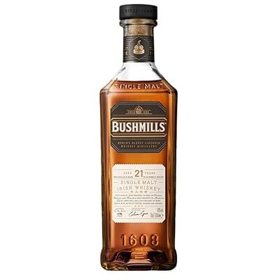 Bushmills 21 Years Old RARE Single Malt Irish Whiskey 40% Vol. 0,7l in Giftbox - Publicité Bushmills 21 Years Old RARE Single Malt Irish Whiskey 40% Vol. 0,7l in Giftbox - Publicité