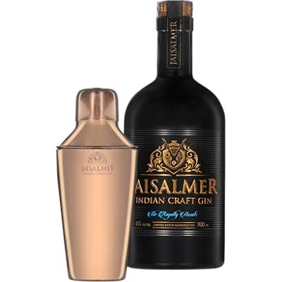 Jaisalmer Indian Craft Gin Coffret Shaker Distilled Gin Idéal pour les cocktails Gin Tonic Origine : Inde 43% Alcool 70cl - Publicité Jaisalmer Indian Craft Gin Coffret Shaker Distilled Gin Idéal pour les cocktails Gin Tonic Origine : Inde 43% Alcool 70cl - Publicité