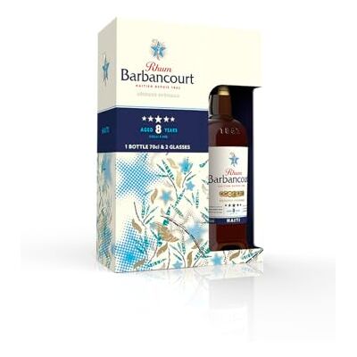 Barbancourt 8 Ans 5 Etoiles Reserve Speciale Rhum 700 ml (Standard, Coffret 2 verres) - Publicité Barbancourt 8 Ans 5 Etoiles Reserve Speciale Rhum 700 ml (Standard, Coffret 2 verres) - Publicité