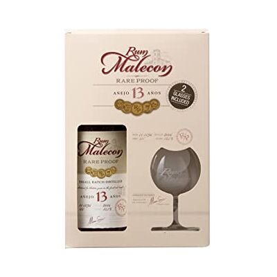 Malecon Coffret Rhum Rare Proof 13 ans avec deux verres 505° 70CL - Publicité Malecon Coffret Rhum Rare Proof 13 ans avec deux verres 505° 70CL - Publicité