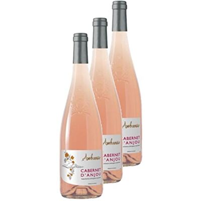 Les Caves de la Loire Lot 3x Vin rosé Ambroisie Cabernet d'Anjou AOC Loire Bouteille 750ml - Publicité Les Caves de la Loire Lot 3x Vin rosé Ambroisie Cabernet d'Anjou AOC Loire Bouteille 750ml - Publicité