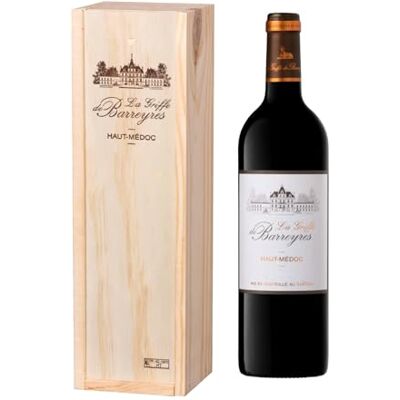 Castel Chateaux Grands Crus Coffret Cadeau Caisse Bois La Griffe de Barreyres AOP Haut Médoc Vin Rouge 75cl - Publicité Castel Chateaux Grands Crus Coffret Cadeau Caisse Bois La Griffe de Barreyres AOP Haut Médoc Vin Rouge 75cl - Publicité