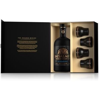 Jaisalmer Coffret 4 verres Distilled Gin Idéal pour la dégustation de gin pure 43% Alcool Origine : Inde 70cl - Publicité Jaisalmer Coffret 4 verres Distilled Gin Idéal pour la dégustation de gin pure 43% Alcool Origine : Inde 70cl - Publicité