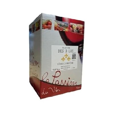 VINACCUS Côtes du Rhône 13,5% Domaine des 3 lys BIB 5 litres. Publicité VINACCUS Côtes du Rhône 13,5% Domaine des 3 lys BIB 5 litres. Publicité