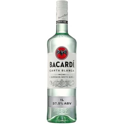 BACARDÍ BACARDI Carta Blanca Superior White Rum 1 l / 100 cl, 37,5% Vol. Rhum Emblématique des Caraïbes, Idéal pour la Réalisation de Cocktails - Publicité BACARDÍ BACARDI Carta Blanca Superior White Rum 1 l / 100 cl, 37,5% Vol. Rhum Emblématique des Caraïbes, Idéal pour la Réalisation de Cocktails - Publicité