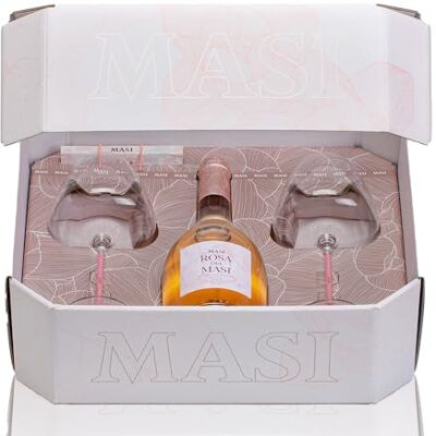 Masi Paquet Exclusif Édition Limitée "Rosa Dei " Et 2 Verres Idée Cadeau Coffret Exclusif Avec 1 Bouteille De 750 Ml Et 2 Verres Sérigraphiés - Publicité Masi Paquet Exclusif Édition Limitée "Rosa Dei " Et 2 Verres Idée Cadeau Coffret Exclusif Avec 1 Bouteille De 750 Ml Et 2 Verres Sérigraphiés - Publicité
