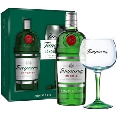 Tanqueray London Dry Gin Coffret 1 Verre 70cl 43.1% - Publicité Tanqueray London Dry Gin Coffret 1 Verre 70cl 43.1% - Publicité