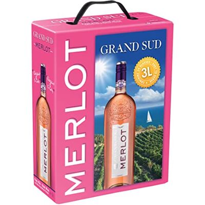 Grand Sud Merlot Vin Rosé du Pays d'Oc, France Bag in Box 3l (1 x 3 L) - Publicité Grand Sud Merlot Vin Rosé du Pays d'Oc, France Bag in Box 3l (1 x 3 L) - Publicité