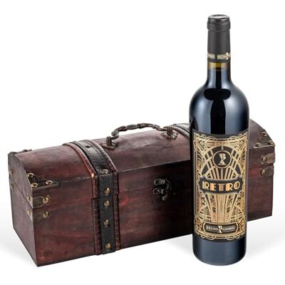 PRiME Cadeau de vin : RETRO dans une caisse en bois style antique vin rouge, France, Cabernet Sauvignon sec (0,75 l) - Publicité PRiME Cadeau de vin : RETRO dans une caisse en bois style antique vin rouge, France, Cabernet Sauvignon sec (0,75 l) - Publicité