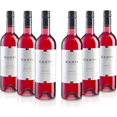 Canti Rosé Merlot Italien Sec, Saveur Douce avec un Goût Fruité Fort, 6x750 ml - Publicité Canti Rosé Merlot Italien Sec, Saveur Douce avec un Goût Fruité Fort, 6x750 ml - Publicité