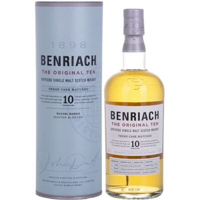 BENRIACH THE ORIGINAL TEN Single Malt Three Cask Matured 43% Vol. 0,7l in Giftbox - Publicité BENRIACH THE ORIGINAL TEN Single Malt Three Cask Matured 43% Vol. 0,7l in Giftbox - Publicité