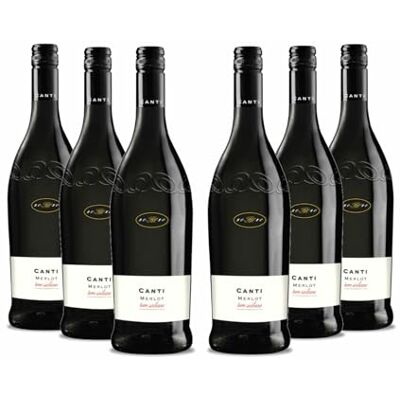 Canti Merlot Terre Siciliane I.G.T., Vin Rouge Italien Sec Sicilien, Saveur Ronde avec un Goût Fruité et des Notes de Chocolat Noir, 6x750 ml - Publicité Canti Merlot Terre Siciliane I.G.T., Vin Rouge Italien Sec Sicilien, Saveur Ronde avec un Goût Fruité et des Notes de Chocolat Noir, 6x750 ml - Publicité