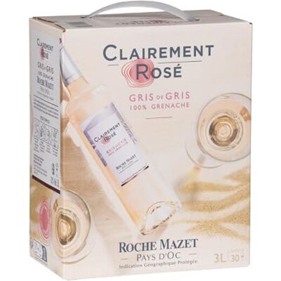 ROCHE MAZET Clairement Rosé de Vin Rosé Grenache Gris (3L) IGP Pays d’Oc Bag in Box - Publicité ROCHE MAZET Clairement Rosé de Vin Rosé Grenache Gris (3L) IGP Pays d’Oc Bag in Box - Publicité
