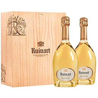 Ruinart Coffret Caisse Bois Duo Blanc de Blancs Champagne AOC 2x75cl - Publicité Ruinart Coffret Caisse Bois Duo Blanc de Blancs Champagne AOC 2x75cl - Publicité