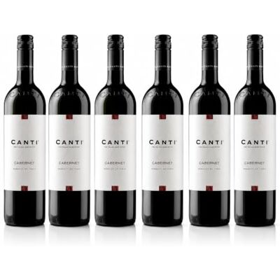 Canti Cabernet Vin Rouge Italien Sec, Saveur Équilibrée et Tannique, Goût Robuste et Minéral, 6x750 ml - Publicité Canti Cabernet Vin Rouge Italien Sec, Saveur Équilibrée et Tannique, Goût Robuste et Minéral, 6x750 ml - Publicité