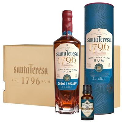 Santa Teresa Coffret cadeau 1796 Triple Aged Solera Rum avec bitter au cacao, 40 % vol., 70 cl / 700 ml, Idéal à offrir ou pour sublimer vos cocktails, l’emballage est susceptible de varie - Publicité Santa Teresa Coffret cadeau 1796 Triple Aged Solera Rum avec bitter au cacao, 40 % vol., 70 cl / 700 ml, Idéal à offrir ou pour sublimer vos cocktails, l’emballage est susceptible de varie - Publicité