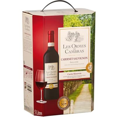 Les Ormes De Cambras Vin Rouge (5L) Cabernet Sauvignon IGP Pays d’Oc Bag in Box - Publicité Les Ormes De Cambras Vin Rouge (5L) Cabernet Sauvignon IGP Pays d’Oc Bag in Box - Publicité