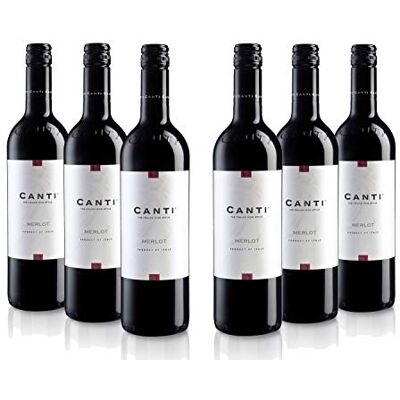Canti Merlot Vin Rouge Italien Sec, Saveur Équilibrée avec un Goût Fruité Rond, 6x750 ml - Publicité Canti Merlot Vin Rouge Italien Sec, Saveur Équilibrée avec un Goût Fruité Rond, 6x750 ml - Publicité