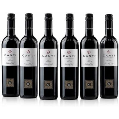 Canti Vin Rouge Italien Sec, Mélange de Cépage à Corps Moyen, Goût Fruité et Notes de Baies Sauvages, 6x750 ml - Publicité Canti Vin Rouge Italien Sec, Mélange de Cépage à Corps Moyen, Goût Fruité et Notes de Baies Sauvages, 6x750 ml - Publicité
