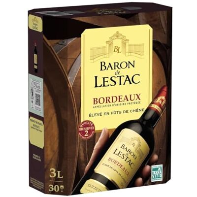 BARON DE LESTAC – Vin Rouge (3L) – AOP Bordeaux – Bag in Box - Publicité BARON DE LESTAC – Vin Rouge (3L) – AOP Bordeaux – Bag in Box - Publicité