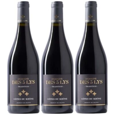 VINACCUS Côtes du Rhône 14% Domaine des 3 lys 2024 AOC 3 x 75cl. Publicité VINACCUS Côtes du Rhône 14% Domaine des 3 lys 2024 AOC 3 x 75cl. Publicité
