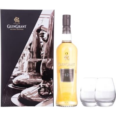 Glen Grant 12 Years Old Single Malt 43% Vol. 0,7l in Giftbox with 2 glasses - Publicité Glen Grant 12 Years Old Single Malt 43% Vol. 0,7l in Giftbox with 2 glasses - Publicité