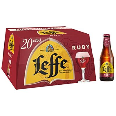 Leffe Ruby Bière Fruitée Pack 20 Bouteilles 25cl - Publicité Leffe Ruby Bière Fruitée Pack 20 Bouteilles 25cl - Publicité