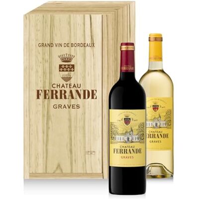 Castel Chateaux Grands Crus Coffret Cadeau Caisse Bois Château Ferrande : Château Ferrande Rouge Château Ferrande Blanc Vin Rouge & Blanc- 2x75cl - Publicité Castel Chateaux Grands Crus Coffret Cadeau Caisse Bois Château Ferrande : Château Ferrande Rouge Château Ferrande Blanc Vin Rouge & Blanc- 2x75cl - Publicité