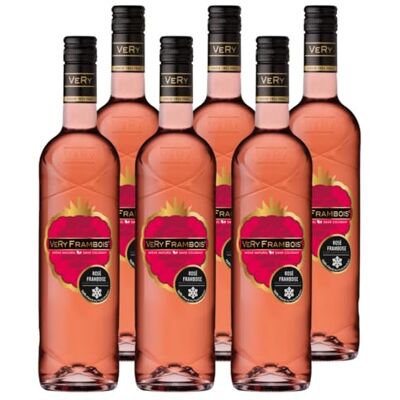 VeRy Frambois' Vin rosé à la Framboise Boisson aromatisée à Base de vin Lot de 6 bouteilles x 75 cl - Publicité VeRy Frambois' Vin rosé à la Framboise Boisson aromatisée à Base de vin Lot de 6 bouteilles x 75 cl - Publicité
