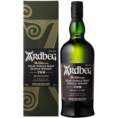 Ardbeg Ten 10 Ans Whisky Single Malt 46% 70cl sous étui - Publicité Ardbeg Ten 10 Ans Whisky Single Malt 46% 70cl sous étui - Publicité