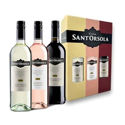 SANT'ORSOLA Coffret Vin, Pinot Grigio DOC delle Venezie, Bardolino DOC Chiaretto, Montepulciano d'Abruzzo DOC, Goût Harmonieux, 3 x 750 ml - Publicité SANT'ORSOLA Coffret Vin, Pinot Grigio DOC delle Venezie, Bardolino DOC Chiaretto, Montepulciano d'Abruzzo DOC, Goût Harmonieux, 3 x 750 ml - Publicité